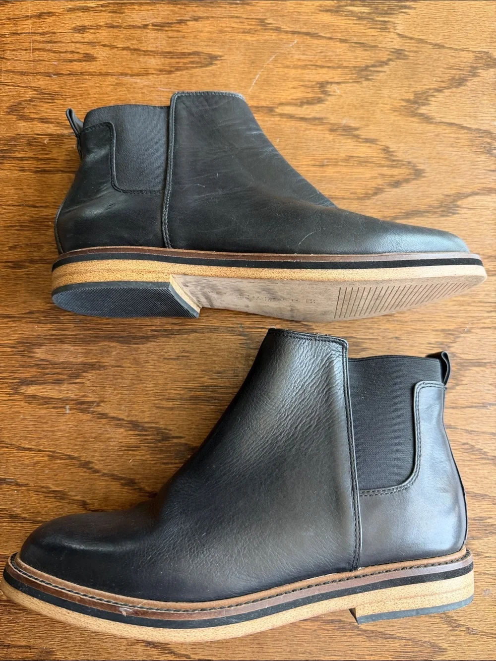 Kelsi Dagger Black Leather Chelsea Booties with Stacked Sole